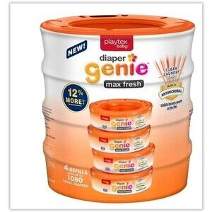 Playtex Baby Diaper Genie Clean Odor Lock Laundry Scent Refills 1080ct - 4 pack